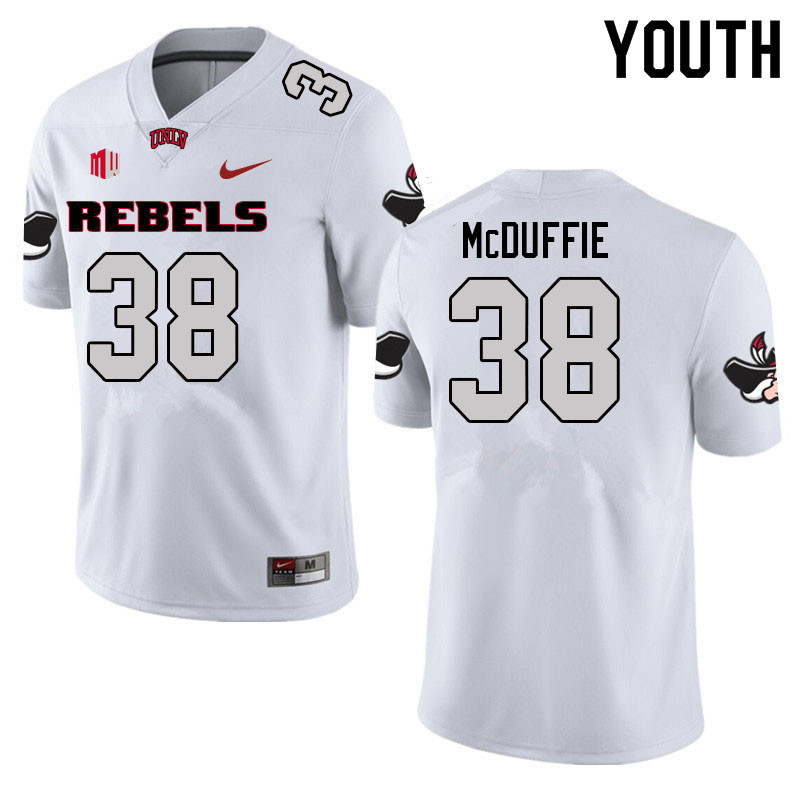 Youth #38 Marsel McDuffie UNLV Rebels College Football Jerseys Sale-White - Click Image to Close